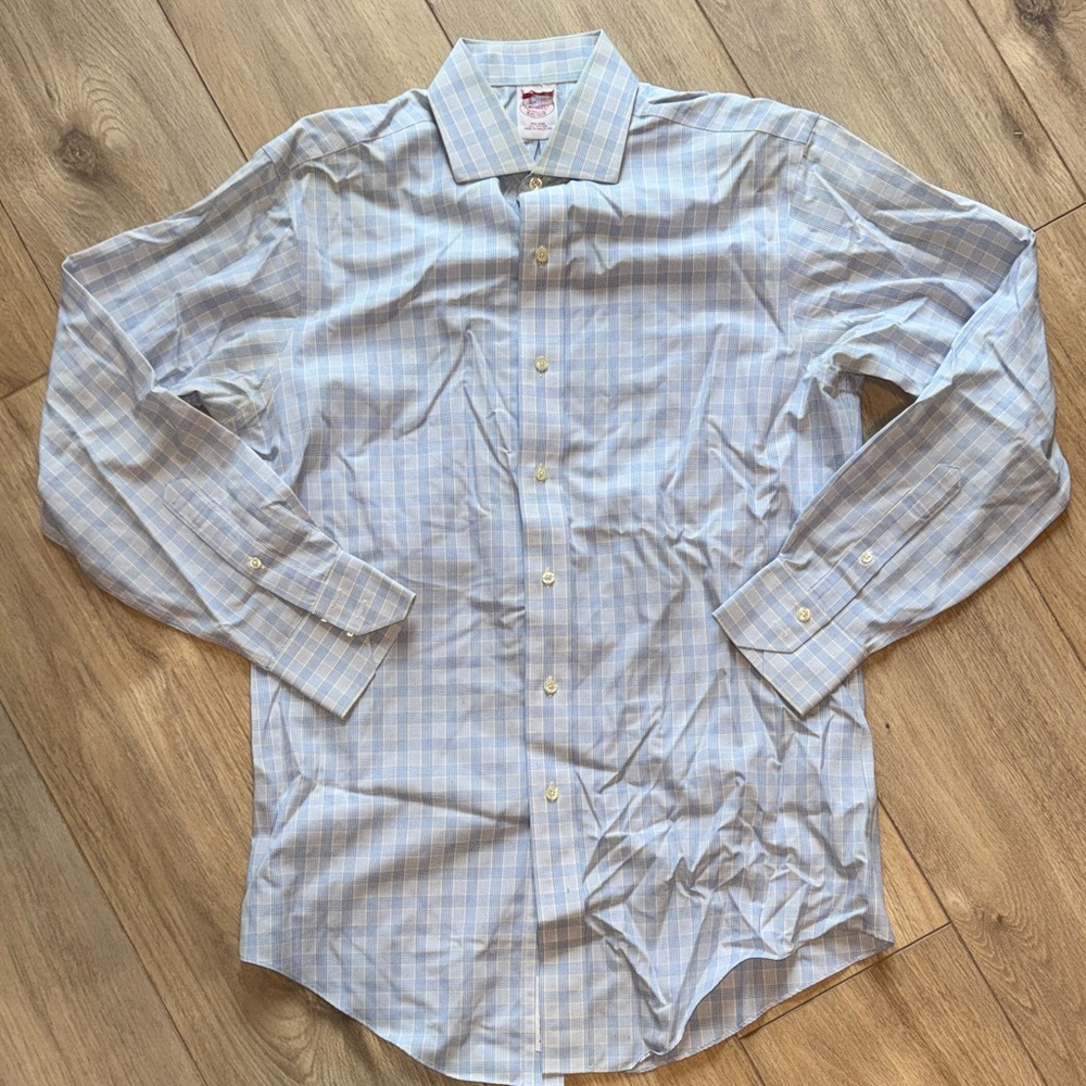 BROOKS BROTHERS Vintage Blue Plaid Long Sleeve Collared Button Down